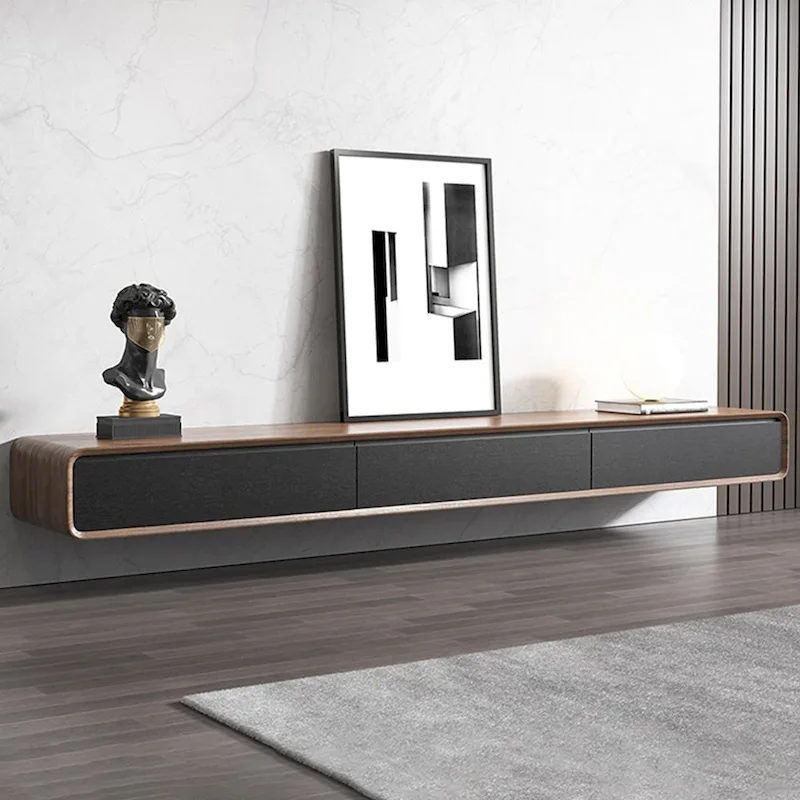 Floating TV Stand, Modern Wall-Mounted Entertainment Center with 3/4 Drawers, Solid Wood,Fully-Assembled
