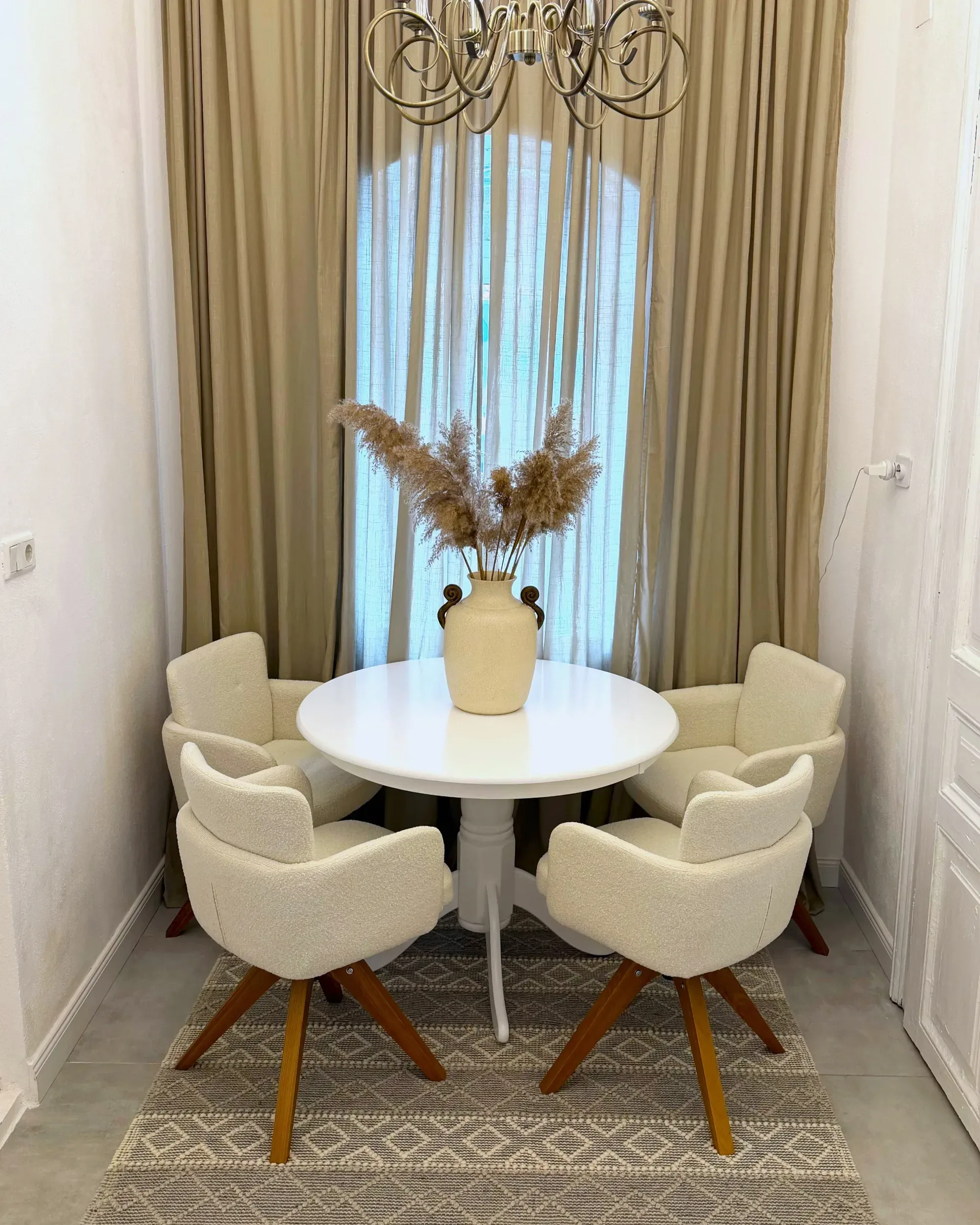 Set di 2 sedie da pranzo Bouclé Bianco sporco arcuate