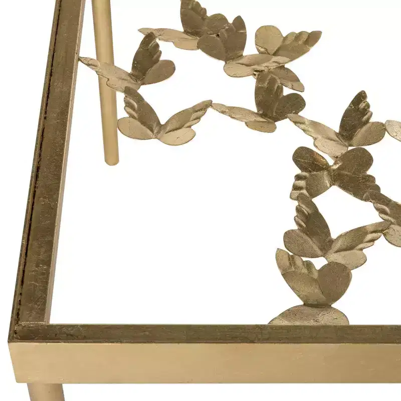 Rosalia Butterfly Coffee Table - Gold/Tempered Glass - Safavieh