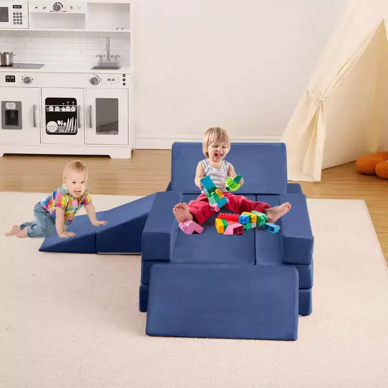 Acekool 12PCS Kids Modular Couch Sofa, Creative Play Sofa, Navy Blue, Convertible Toddler Sofa for Bedroom or Playroom