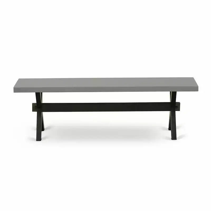 X-Style Modern Dining Bench with Wood Seat - 60x15x18 Inch, Rubberwood & Metal Frame