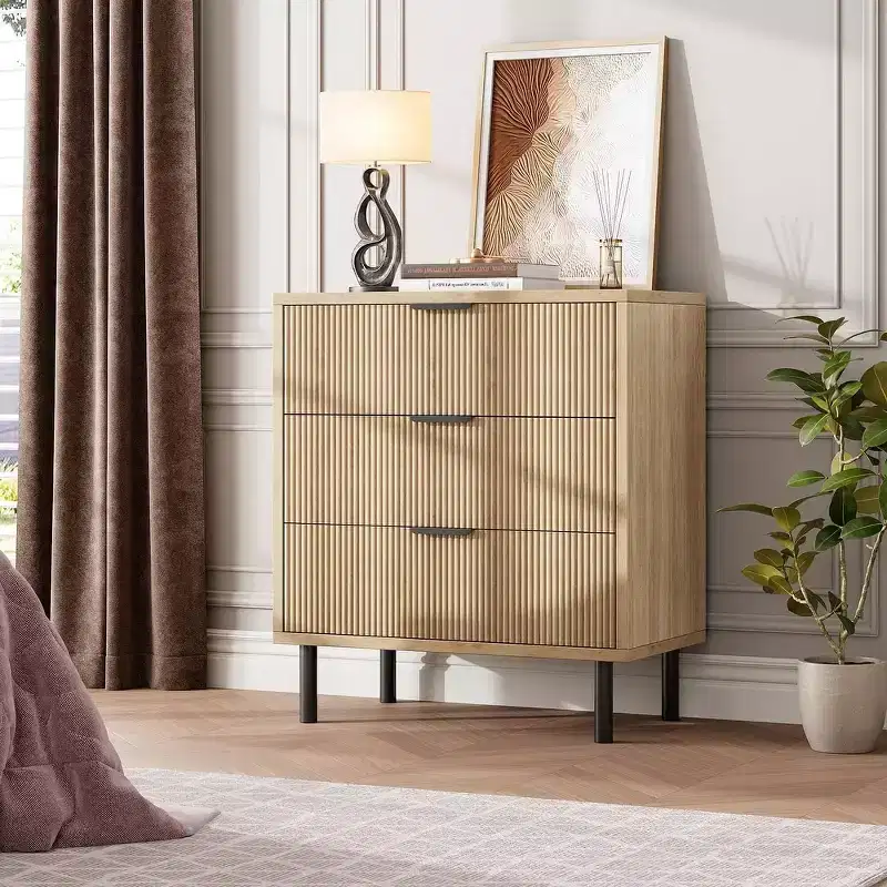MDF Metal Legs 3-Drawer Dresser 27.6