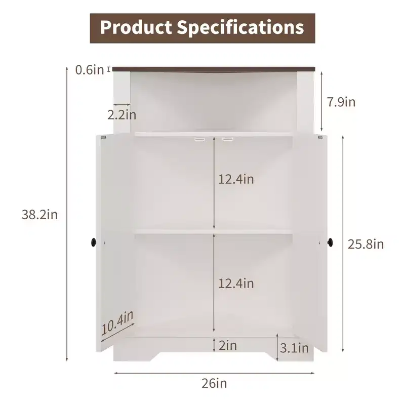 Farmhouse Corner Storage Cabinet with Door and Adjustable Shelf, for Bathroom Kitchen Living Room