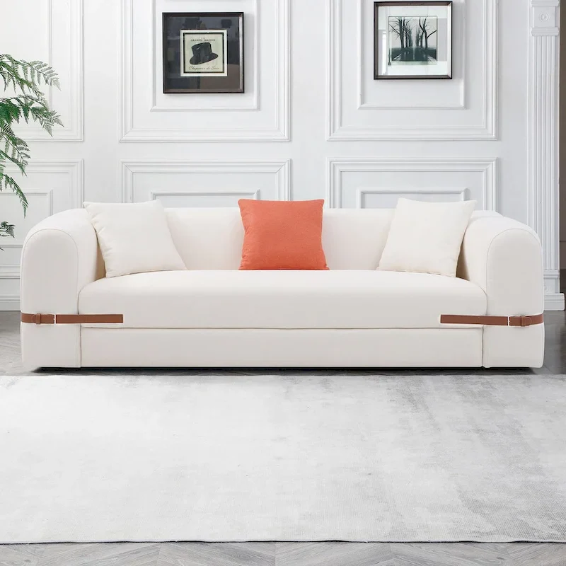 3-Seater Upholstered Sofa Mutiple Color Loveseat Couch with Pillows