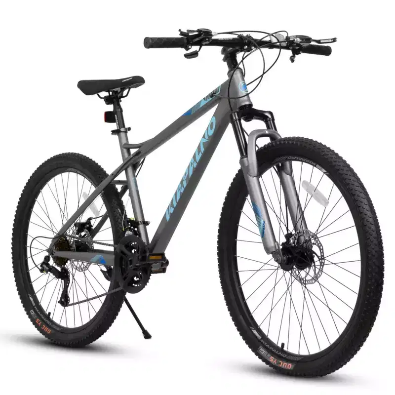 NAYSAYE 26 Inch Mountain Bike For Adults And Teenagers Steel Frame Disc Brakes 21 Speed Gears For Fitness Riding, Blue and Gray, 67*26.5*38