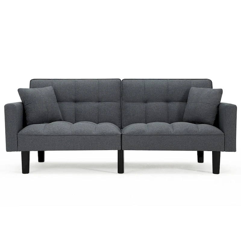 AVAWING 74 Modern Tufted Convertible Futon Sofa Bed with 2 Pillows