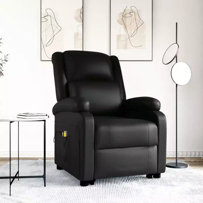 vidaXL Power Lift Massage Recliner Black Faux Leather