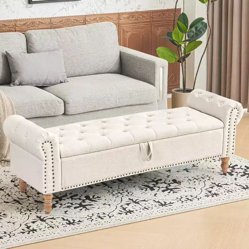 furniliving 63 Ottoman Bench With Storage