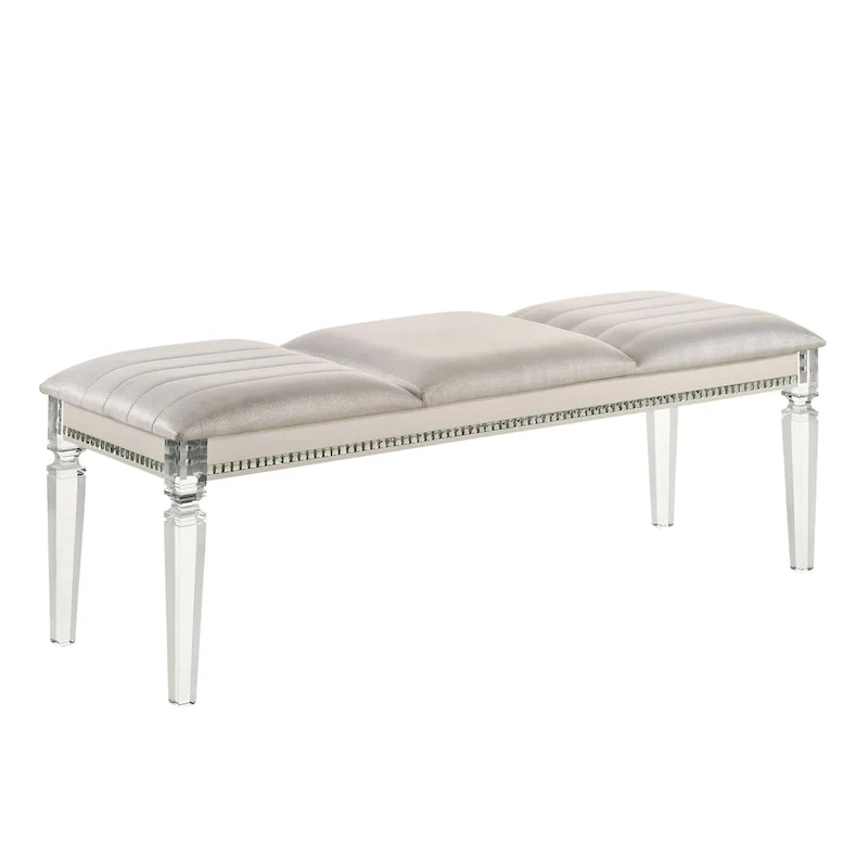 Xian Glam Clear Faux Leather Padded Bedroom Bench