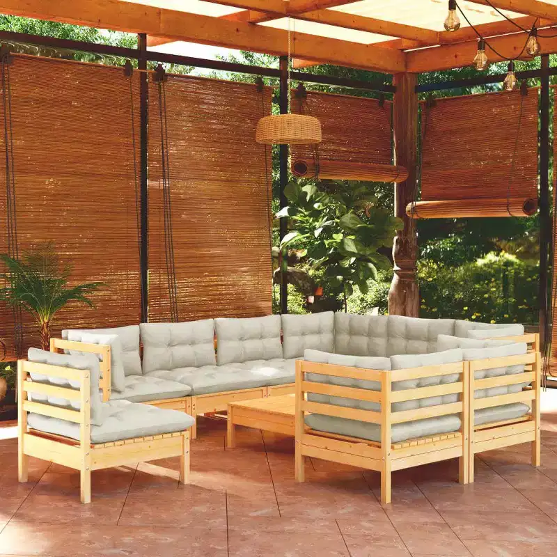 vidaXL Patio Lounge Set with Cushions Garden Outdoor Solid Pinewood