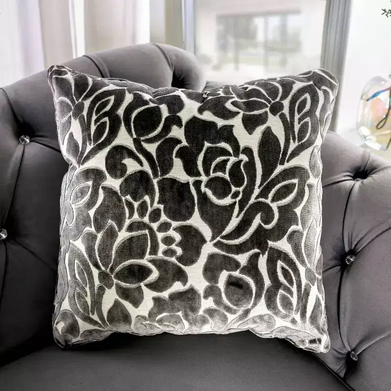 Button Tufted Velvet Sofa, 3-Seater with Wood Frame and Black Legs