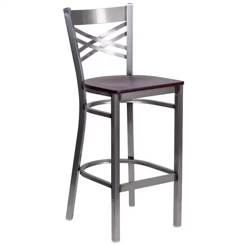 Flash Furniture Clear Coated ''X'' Back Metal Restaurant Barstool