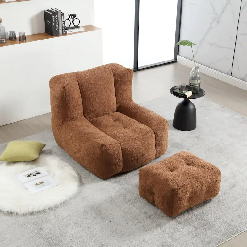 Velvet Bean Bag Sofa Chair, Single Seat, Multiple Colors