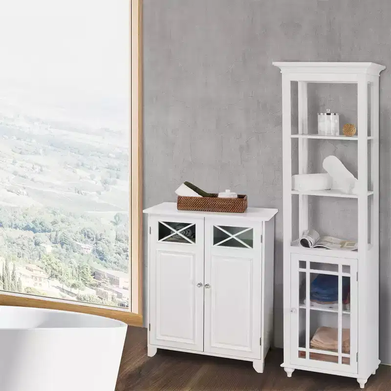 Dawson Two Doors Floor Cabinet White - Traditional Style, Semi-Gloss Finish, Bath Organizer