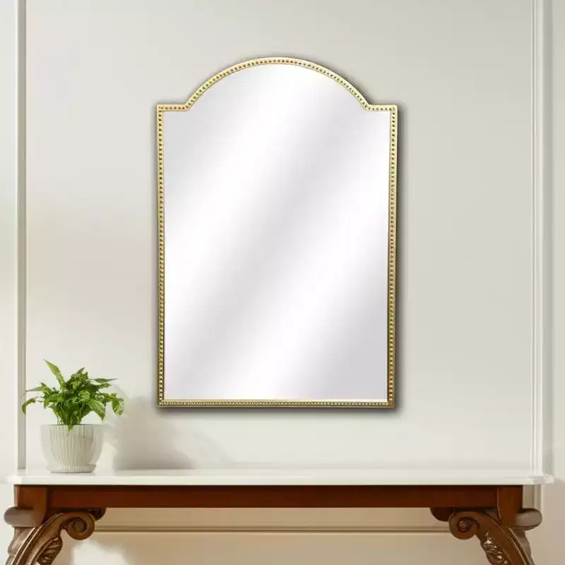 32 Gold Metal Beaded Arch Accent Mirror
