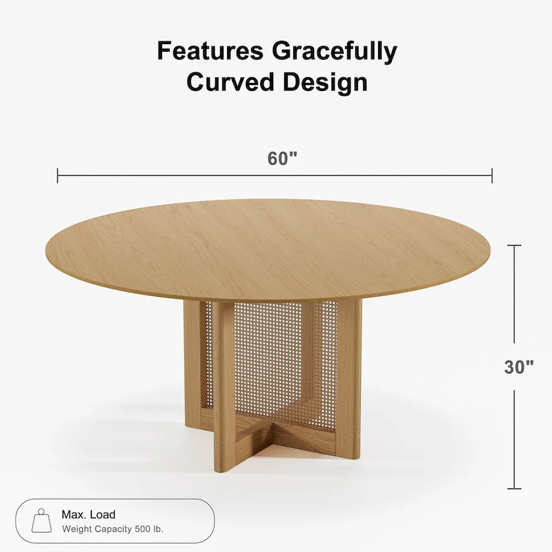 Solid Wood Round Dining Table 4-6 People
