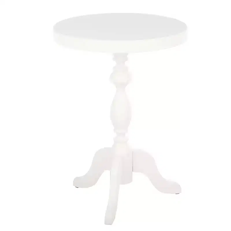 Round Pedestal Side Table, White