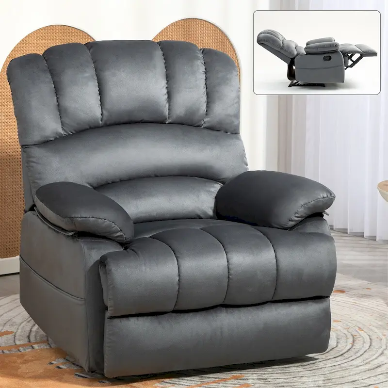 Extra-Large Manual Recliner Chair with Fabric Upholstery