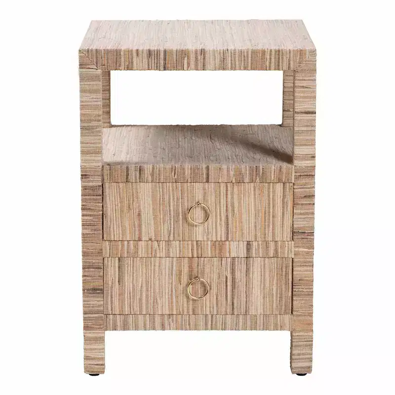 bali & pari Paine Woven Grasscloth 2 Drawer Nightstand Natural