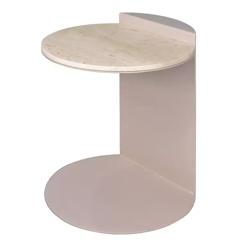 JONATHAN Y Evelyn 20 Contemporary Natural Marble/Metal Handmade C-Shaped End Table