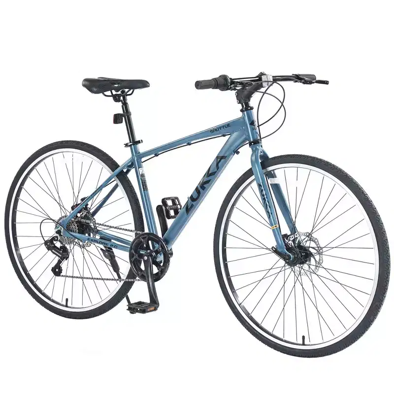 NAYSAYE Bicycle 7 Speed Hybrid Mountain Bike Aluminum Frame Double Disc Brake Bikes For Adults and Kids, 64.57*25.19*37.79