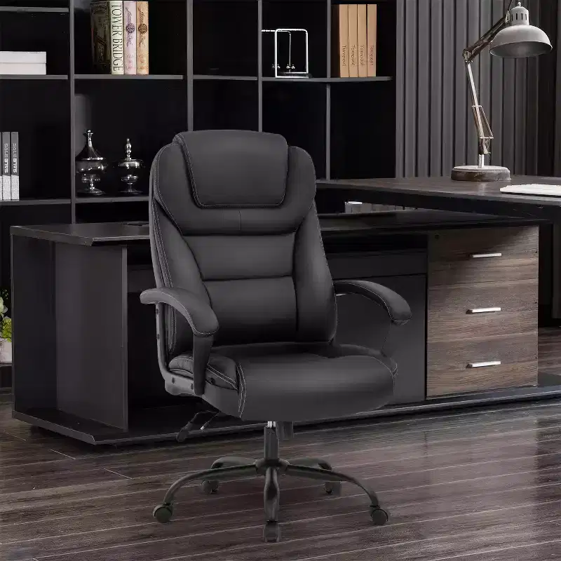 Big and Tall Office Chair Desk Chair with 500 lbs Weight Capacity & PU Leather Upholstery Task Computer Chair for Heavy People