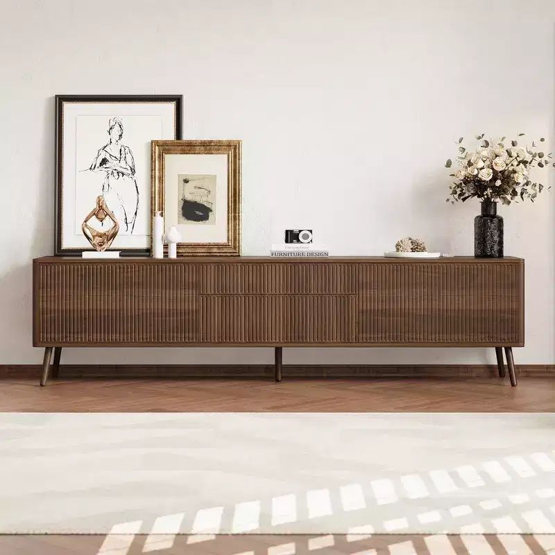 70-Inch Modern Entertainment Centre Recessed TV Cabinet with Storage Drawers, Suitable for TVs under 80 Inches, Ideal for Living Rooms