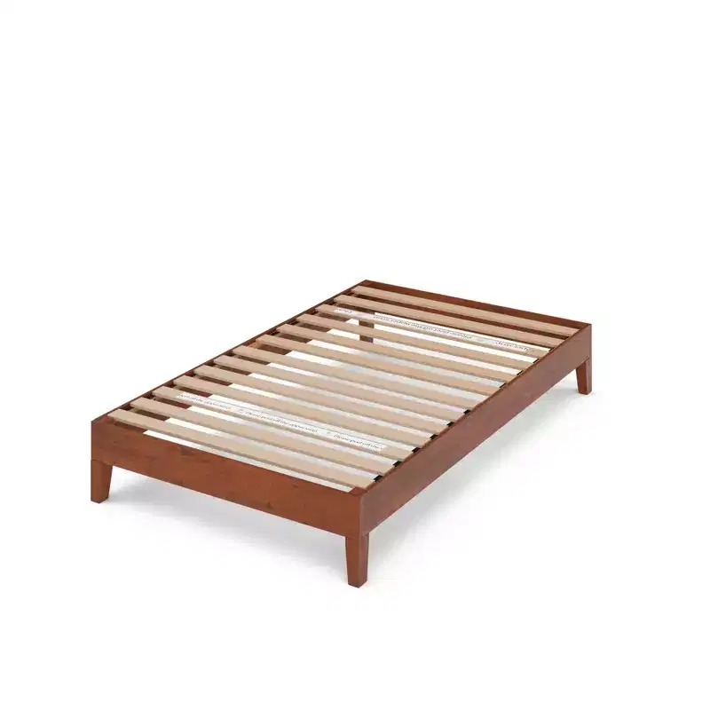 12 Wen Deluxe Wood Platform Bed Frame Cherry - Zinus