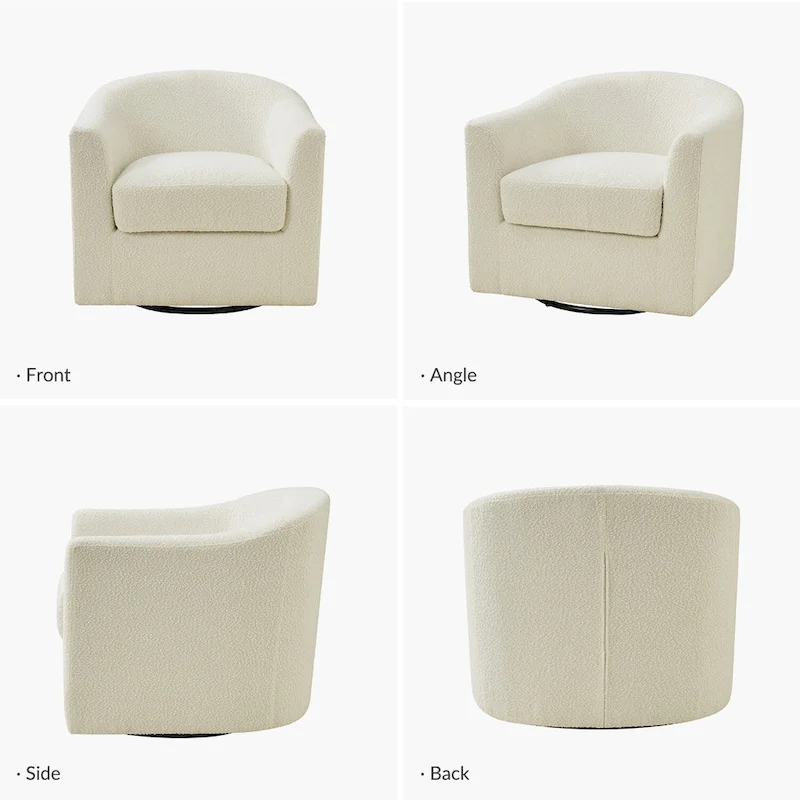 Rita Modern Ergonomic Boucle Upholstered Swivel Barrel Chair Set of 2 by HULALA HOME