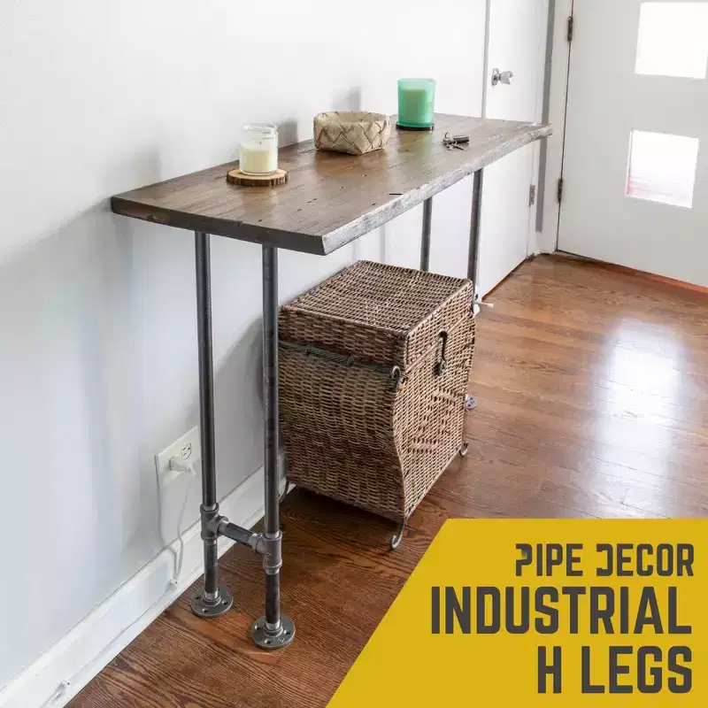 Industrial Pipe Round Flange Console Table Legs 13.25 in. Wide