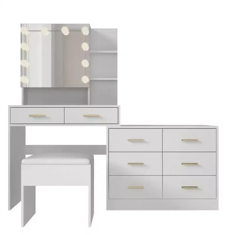 Karl Home | Large Makeup Vanity with Lights Drawers and Storage