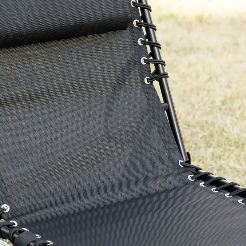 Folding Lounge Chair, Reclining Tanning Chair With Adjustable Back