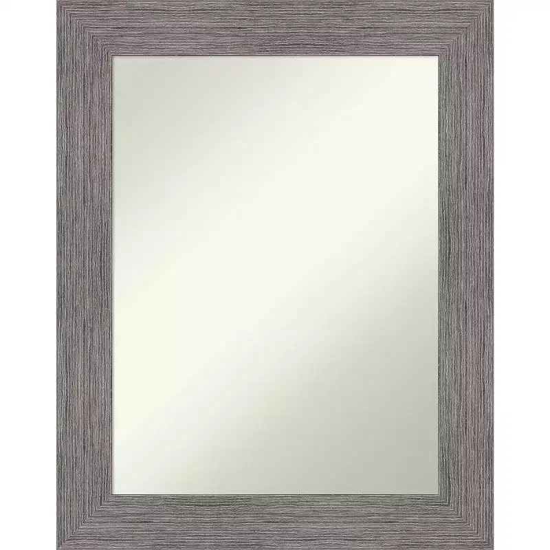 24" x 30" Non-Beveled Pinstripe Plank Gray Bathroom Wall Mirror - : Modern Rectangle, Wall Mount