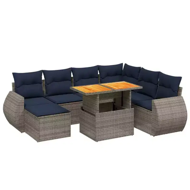 vidaXL Patio Sofa Set with Cushions Poly Rattan