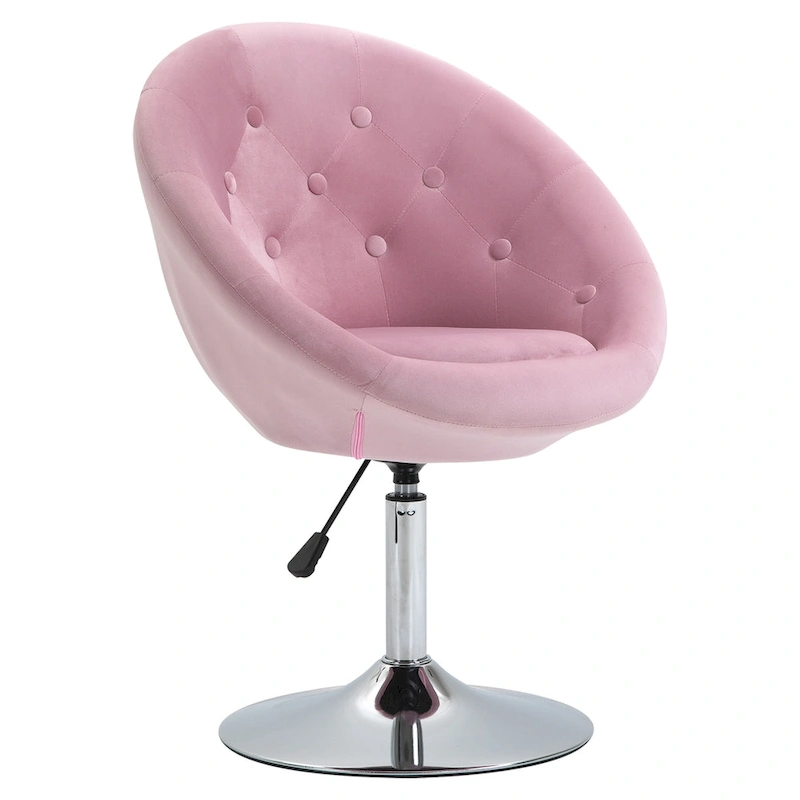 HOMCOM Swivel Accent Chair Modern Makeup Vanity Chair Adjustable Height Leisure Lounge Chair