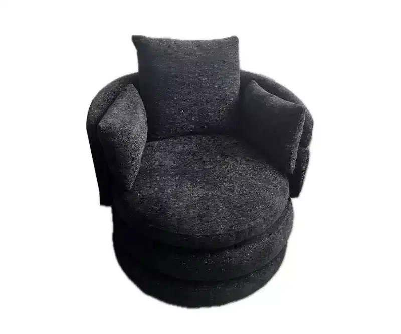 30.7 inch Swivel Accent Chair Round Chair Living Room Single Sofa with Flip-Back Ottoman