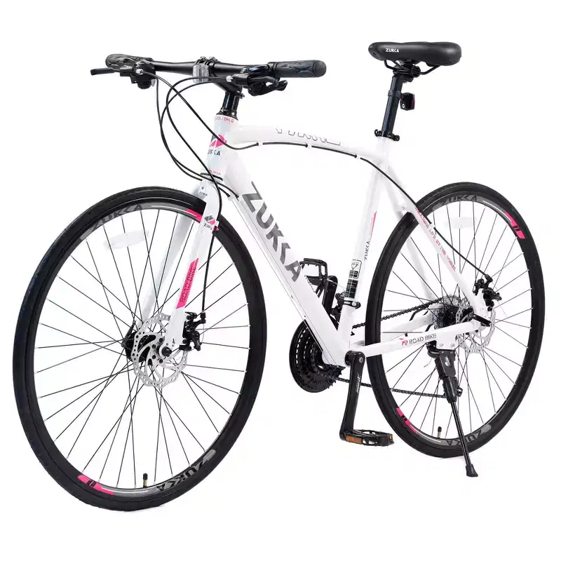 NAYSAYE Bicycle 24 Speed Hybrid Bike Disc Brakes Aluminum Frame for Men and Women for City Cycling, White, 67.32*14.56*39.37