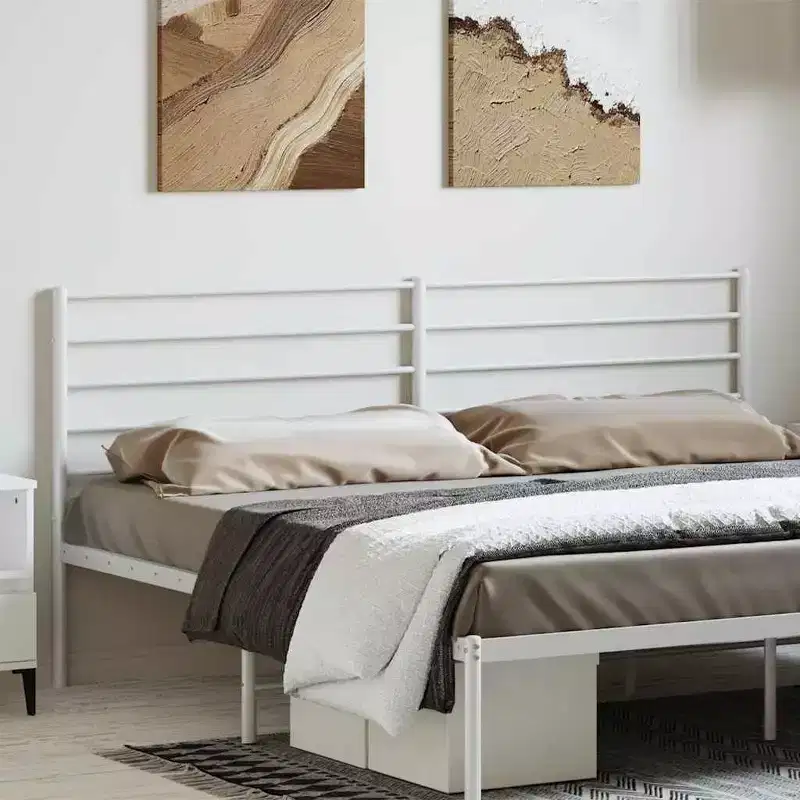 35.4-Inch White Metal Headboard for King Size Beds