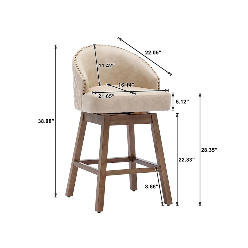 Swivel Wood Counter Height Bar Stools with Footrest (Set of 2)