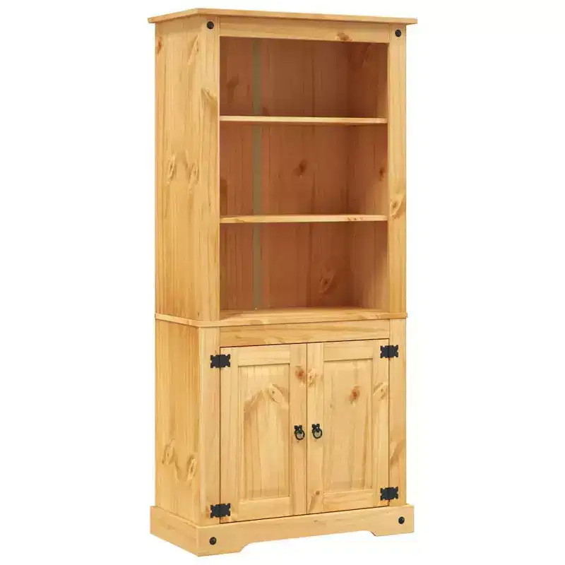 Side Cabinet Brown Solid Pine Wood 31.5x15.7x66.9 in
