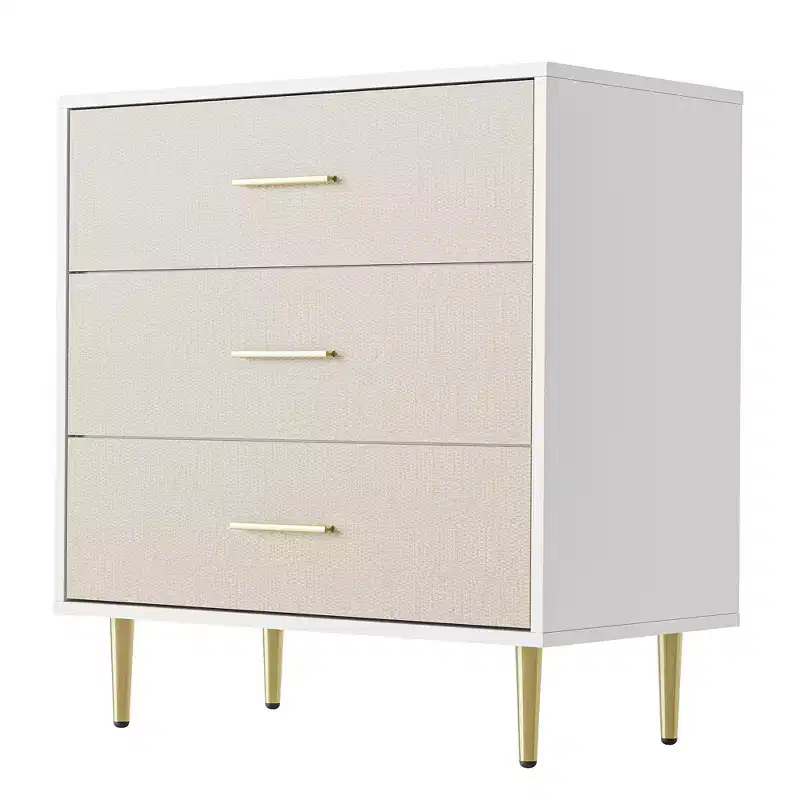 Modern White Nightstand for Bedroom, 3 Drawer Dresser, Small Bedside Table Night Stand, Wooden Nightstand with Drawers for Bedroom, Living Room
