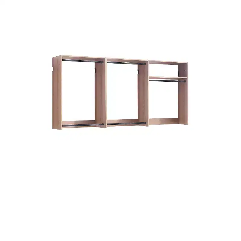 HomeStock Devi Series 31.594.5in. W Modular Closet System Wall Mount Double Hanging Rods 1-Shelf Wood Closet System