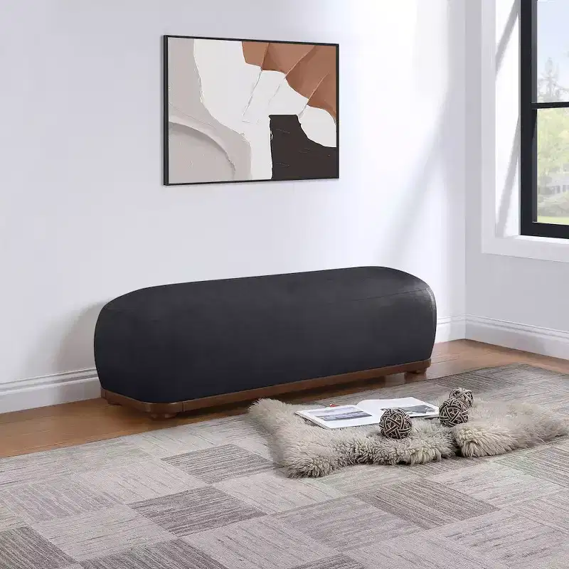Meridian Furniture,Calum Chenille Fabric Bench