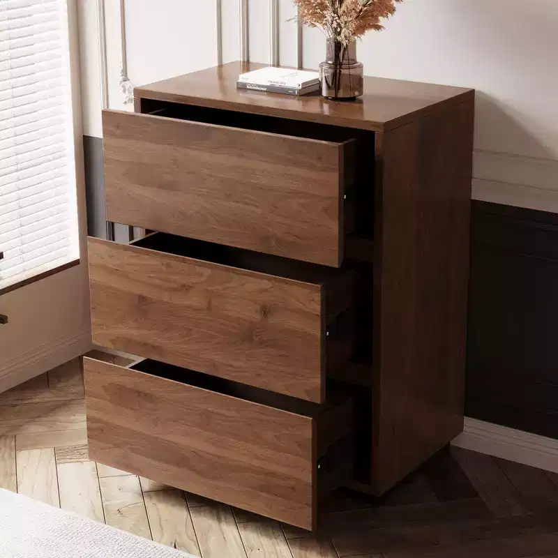 Luck Live Mid-Century Modern 3-drawer dressing table wooden bedside table for bedroom stackable storage cabinet for office