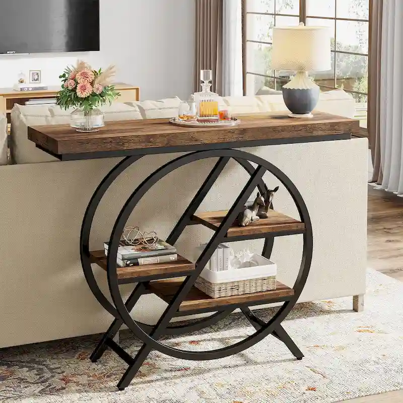 39.4-Inch Console Table, 4- Tier Industrial Entryway Table