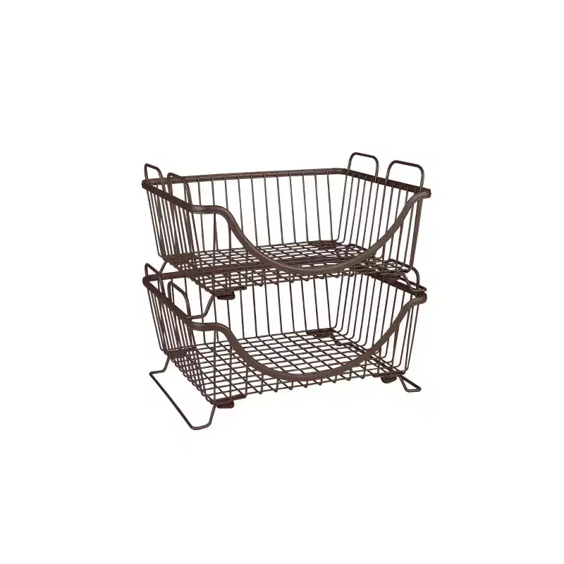 Stacking Basket Tray Silver: Portable Metal Storage & Organization, Universal Utility Cabinet