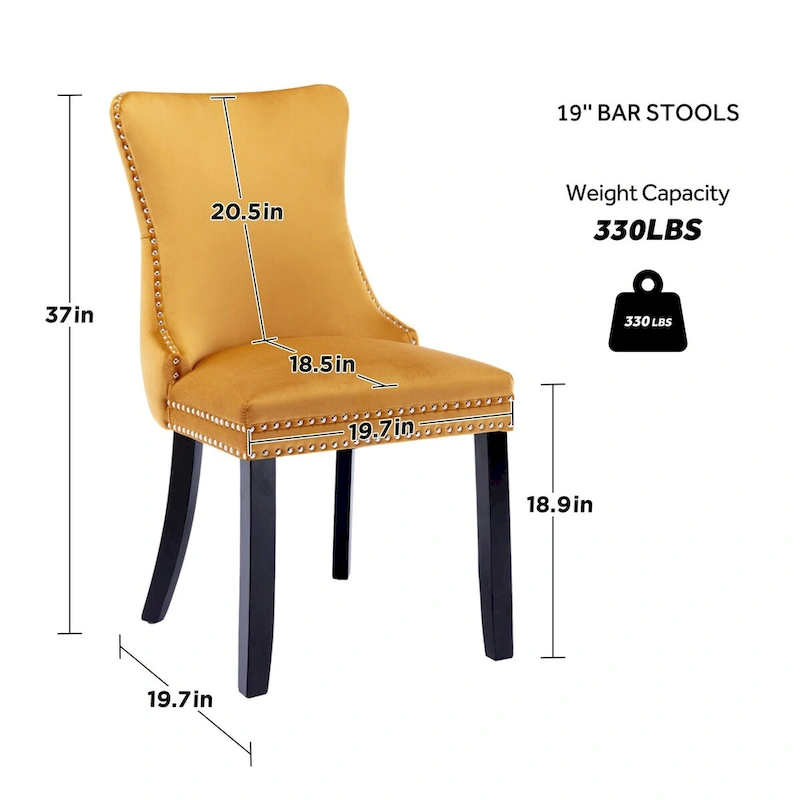KATA Velvet Upholstered Wingback Dining Chairs Set of 4
