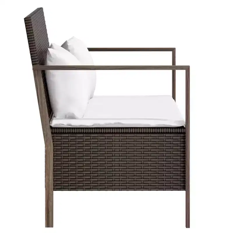 vidaXL Garden Bench Black PE rattan 2-Seater Garden Bench Rectangular