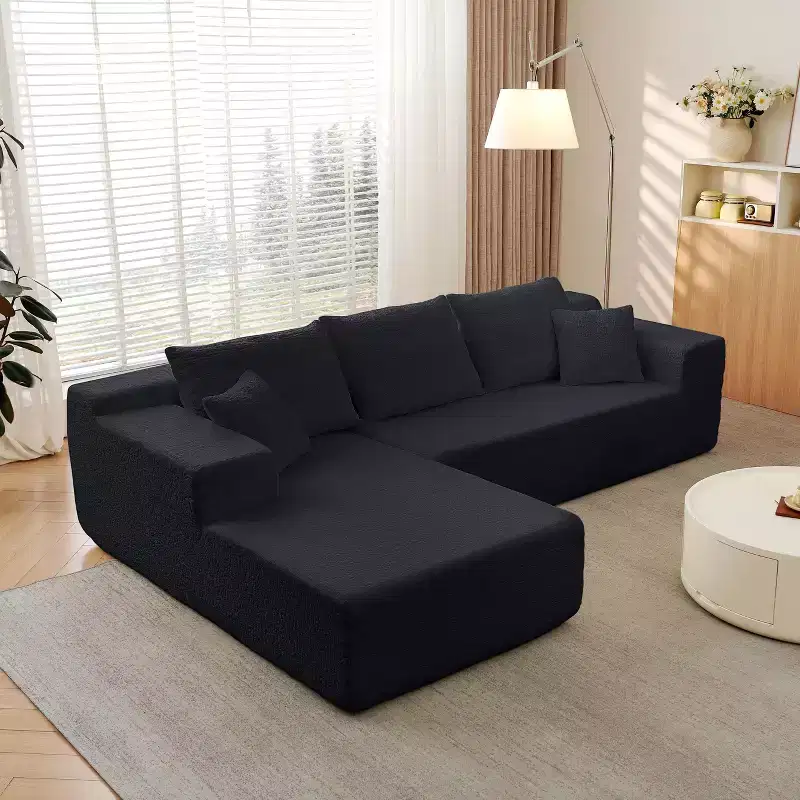 GDFStudio Alaric 103.54 Modern 3-Seater L-Shaped Chenille Upholstered Sectional Sofa with 5 Pillows