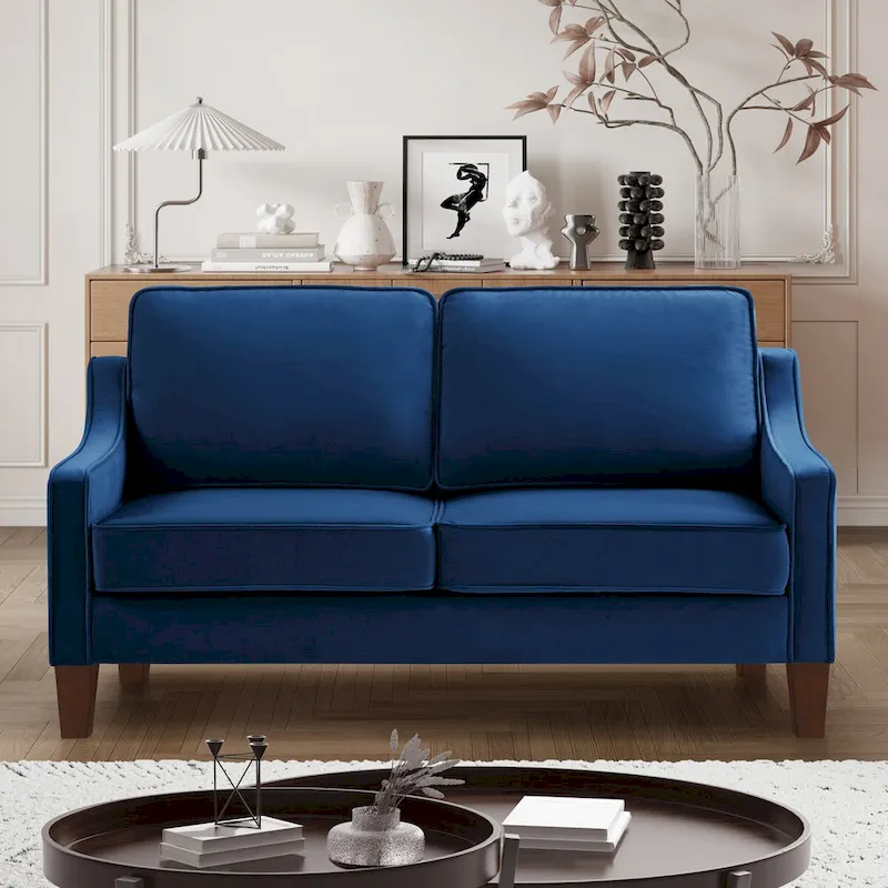 Velvet Loveseat Sofa with Square Arms, 51.5
